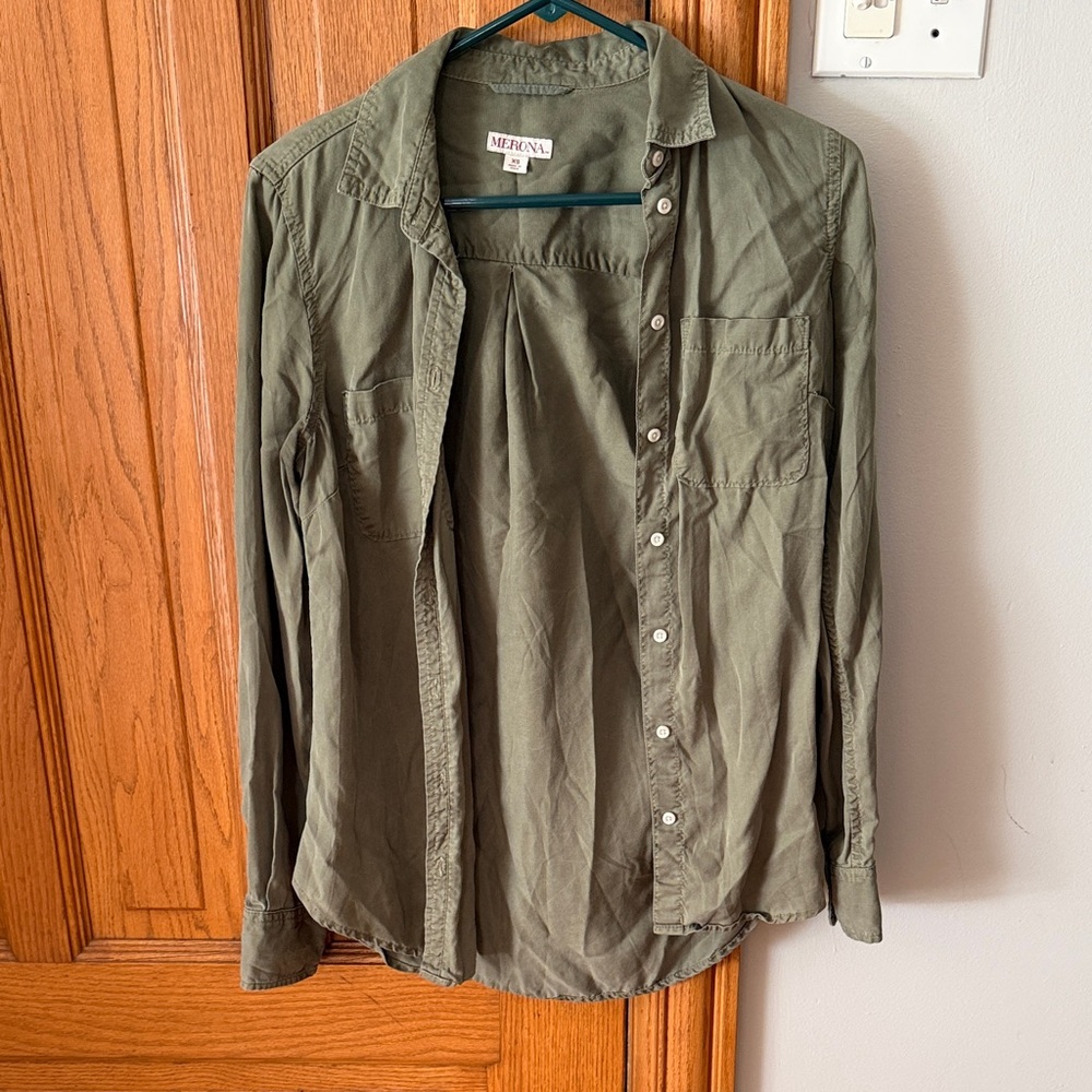 Merona Olive Button-Up Shirt